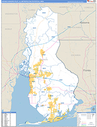 Daphne-Fairhope-Foley Metro Area Wall Map Basic Style 2026